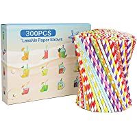LessMo Pajitas de Papel- 300 PCS pajas de Beber reciclables biodegradables | Ideal para cócteles- Bebidas frías y jugos…
